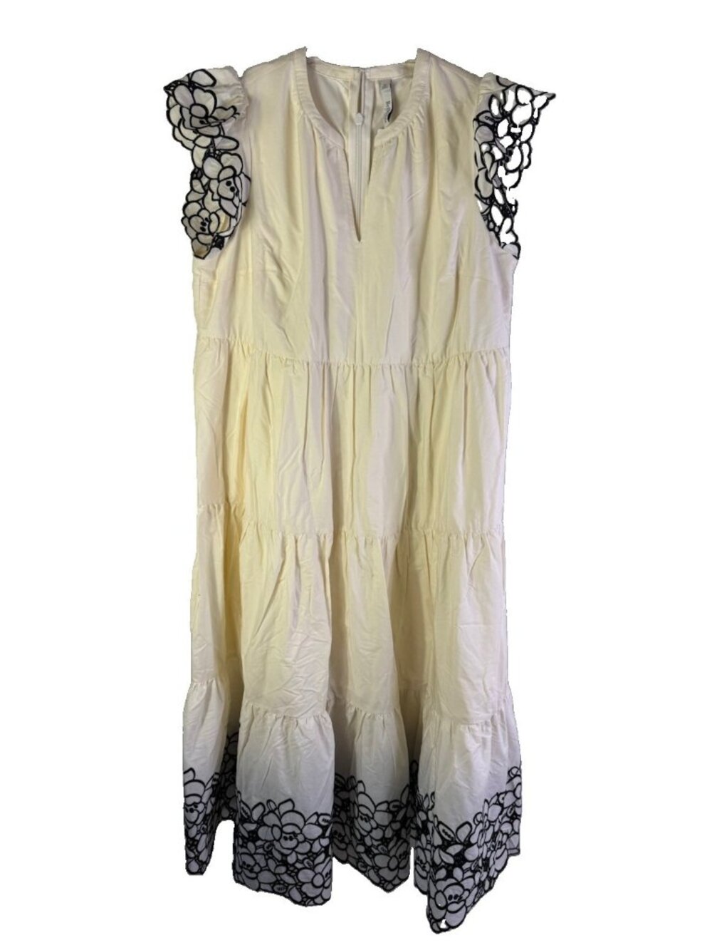 New Belle Isle By Torrid Flutter Tiered Woven Maxi Dress Whisper White